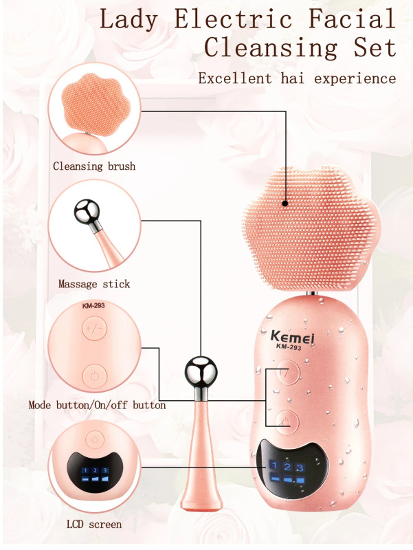 Brosse électrique 2 en 1 pour le nettoyage du visage, masseur facial en silicone, vibration ultrasonique