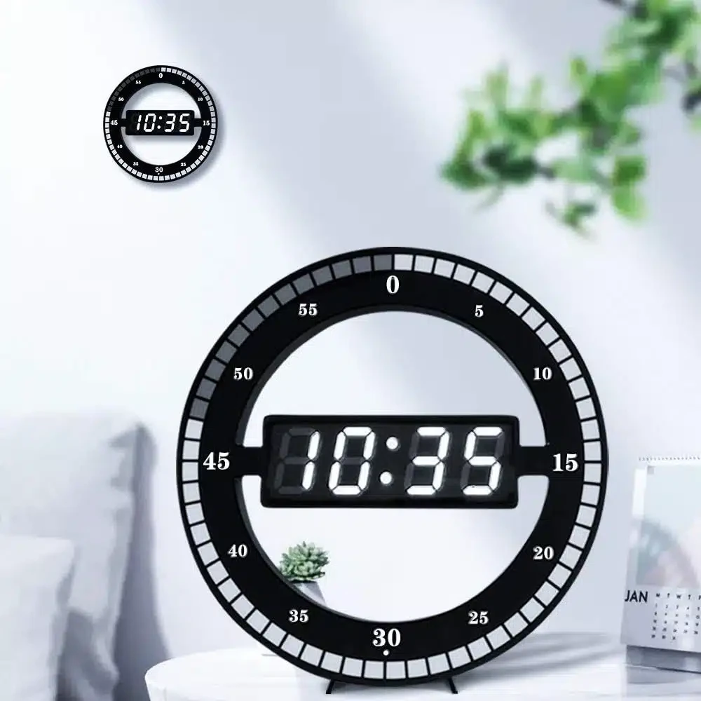 Horloge de Table numérique LED – Murale – Ronde – pour Chambre à Coucher – salon et Bureau