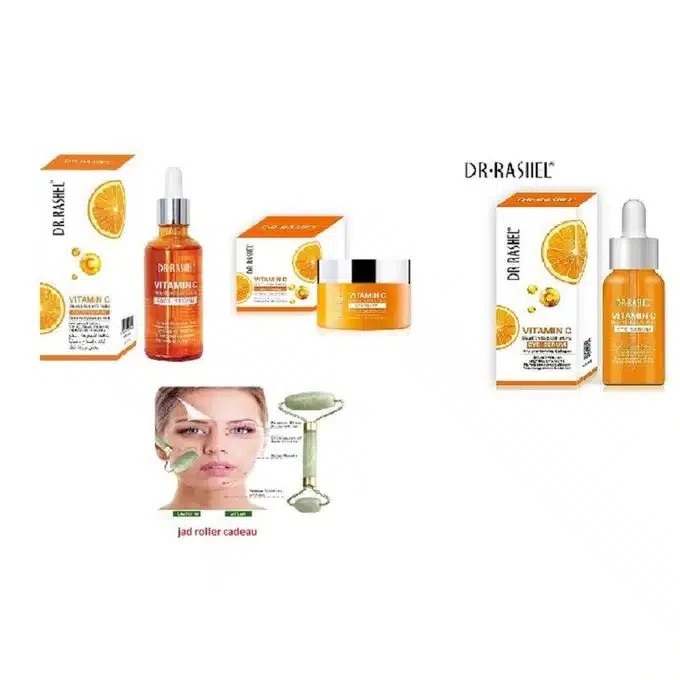 Dr Rashell Pack Soin De Visage crème avec sérum vitamine C,sérum de yeux -Roller Massage
