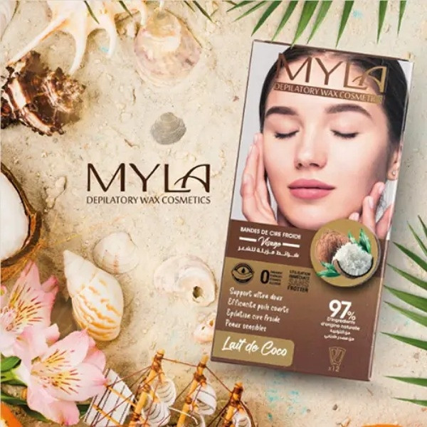Bandes de Cire Froide Visage MYLA – Lait de Coco – 12 Bandes
