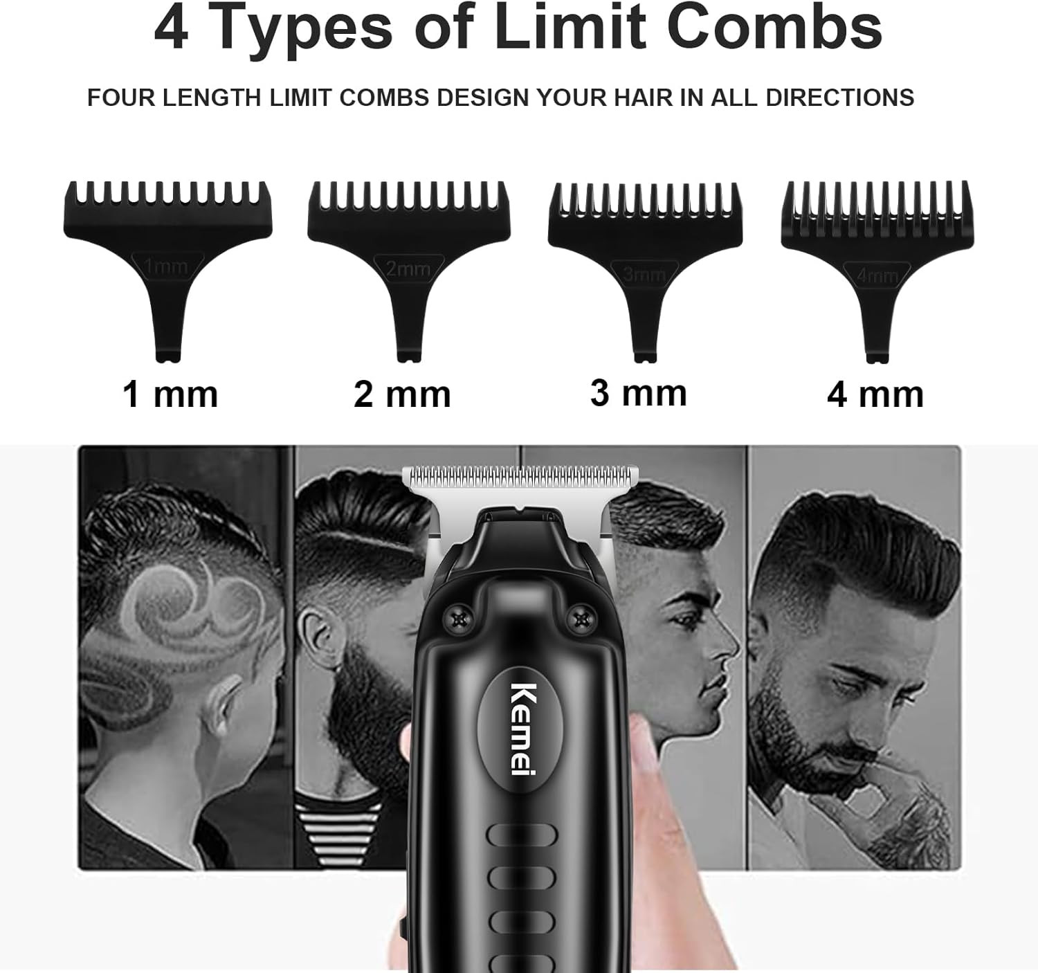 KEMEI Tondeuse à cheveux et Barbe professionnelle Turbo pour homme – KM1578