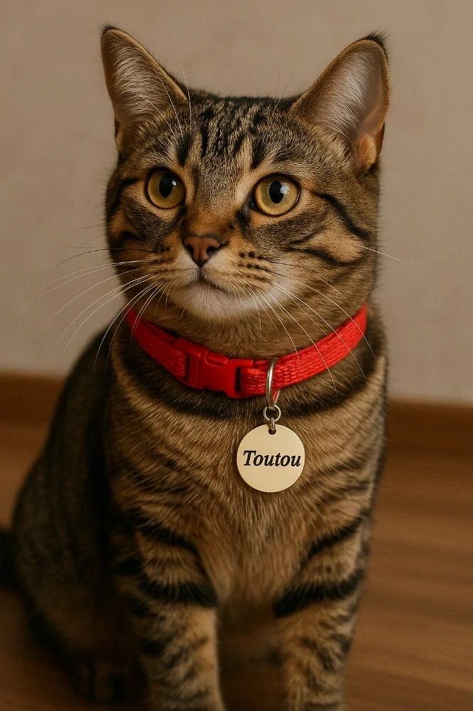 Collier personnalisé pour chat ou chien avec médaille dorée gravée – Élégance et confort chez Zolies Affaires