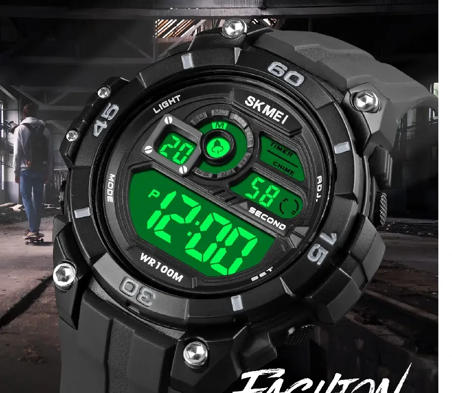 Montres électroniques numériques – Grand double affichage – Étanche – Montre tactique de l’armée pour homme