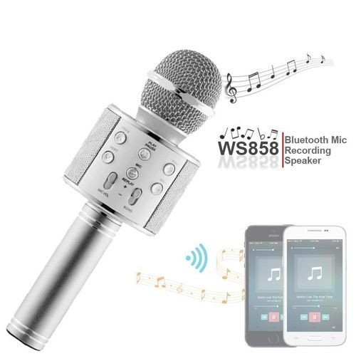 Haut Parleur Bluetooth avec Microphone Karaoké 2en1 Gris