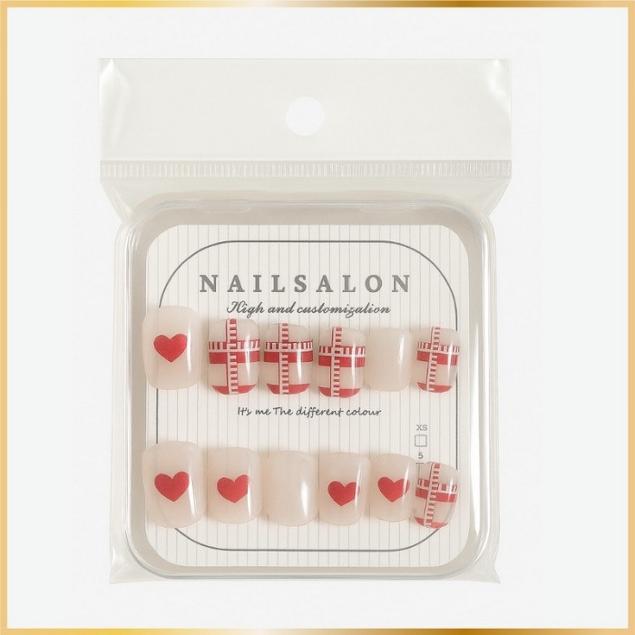 Faux Ongles Artificiels Coeur Rouge- Manucure Chic