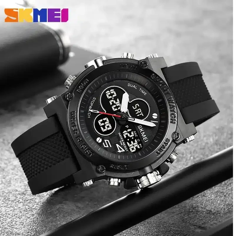 Montres électroniques numériques – Grand double affichage – Étanche – Montre tactique de l’armée pour homme