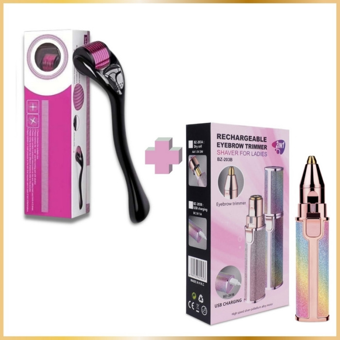 Pack Dermroller Visage et Cheveux & Épilateur Électrique Sourcils