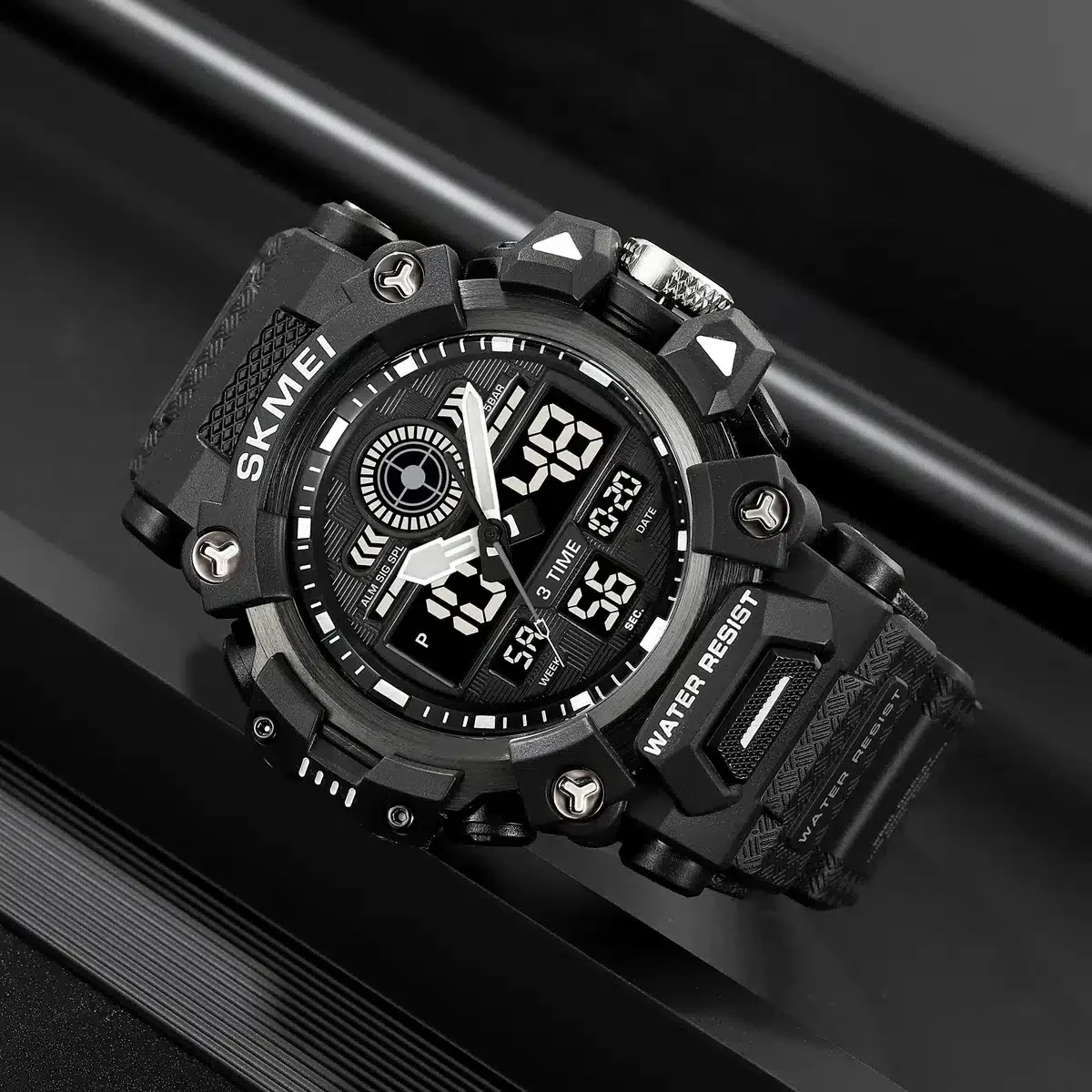 Montres électroniques numériques – Grand double affichage – Étanche – Montre tactique de l’armée pour homme