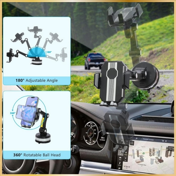 Support Téléphone Auto Multi-Position – Ventouse Ultra Fixante et Rotation Totale