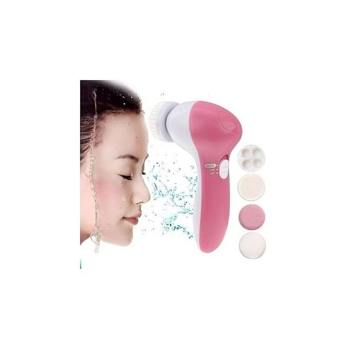 Appareil de Massage et Brosse Pour Visage 5 En 1 – Rose / Blanc