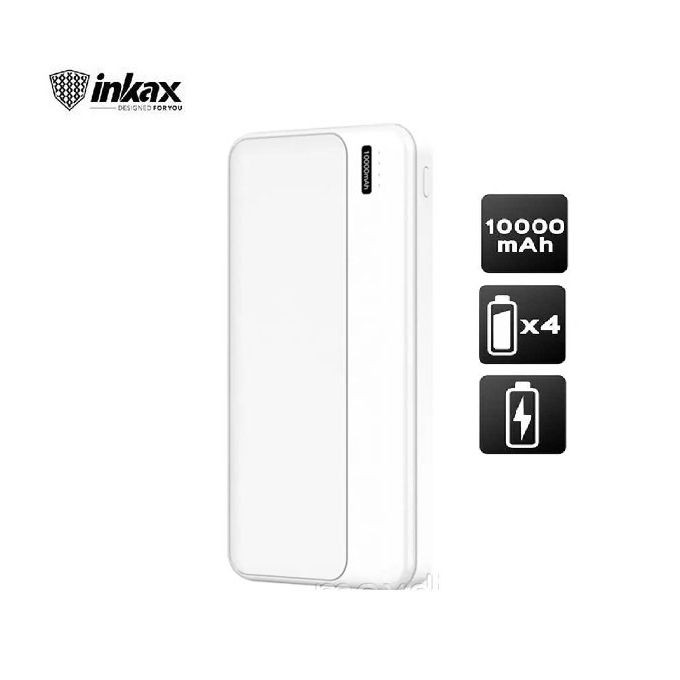 Power Bank LED 10000mAh 2 sorties USB 2.1A Blanc