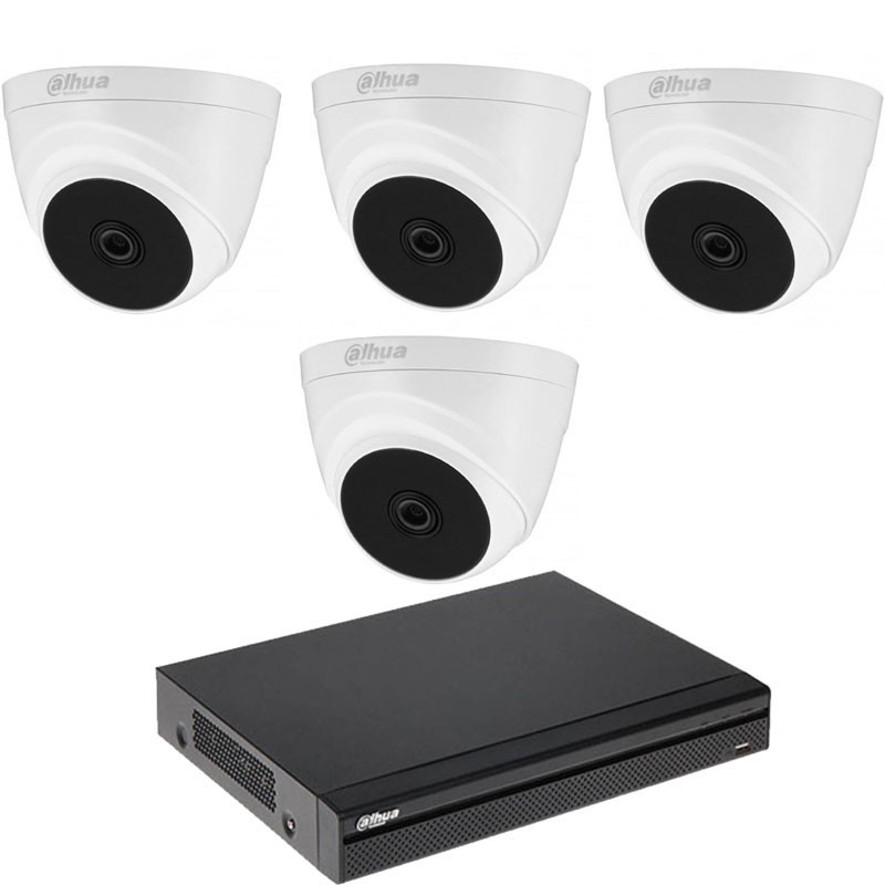 Pack DVR + 4 Caméra De Surveillance Extérieur Dahua 2MP Blanc