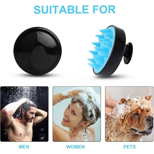 Brosse de Massage Capillaire en Silicone Noir