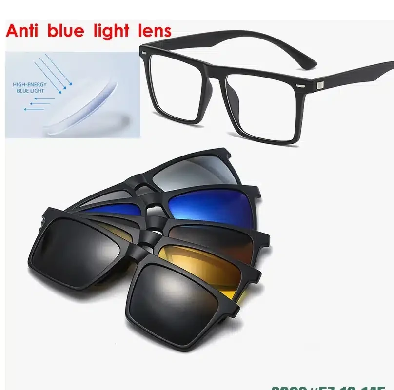 Lunettes de soleil à clipser polarisées magnétiques pour femmes et hommes, monture en plastique pour la conduite de nuit, lunettes de soleil UV400, 6 pièces REF 2302A