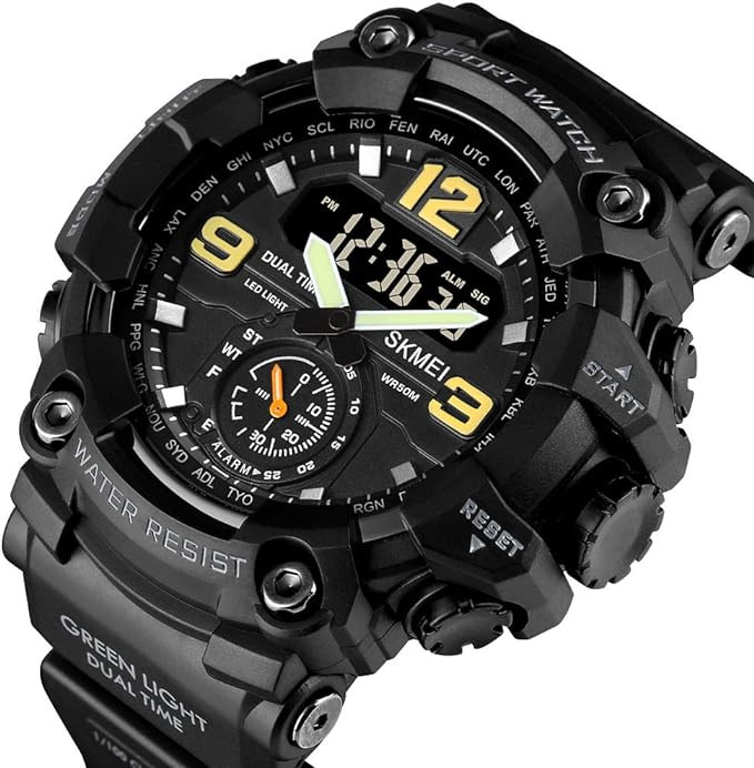 Montres électroniques numériques – Grand double affichage – Étanche – Montre tactique de l’armée pour homme