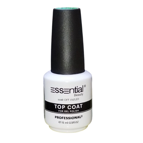 Top Coat Professionnel – ESSENTIAL Beauty – 15 ml – Finition Brillante pour Vernis Gel UV/LED