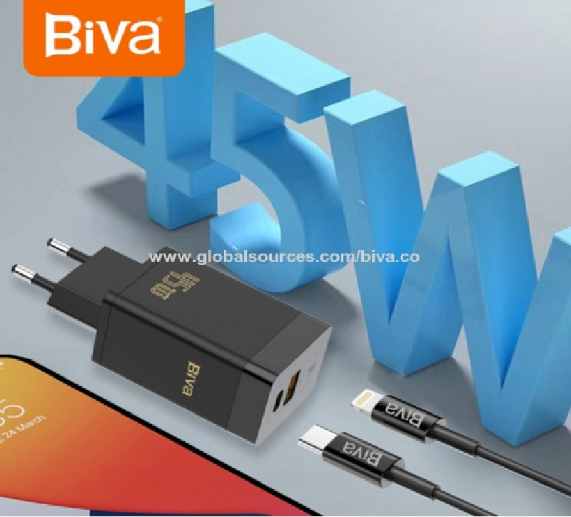 Chargeur 2 Ports USB et USB-C 45W pour iPhones de 11 à 14 pro max