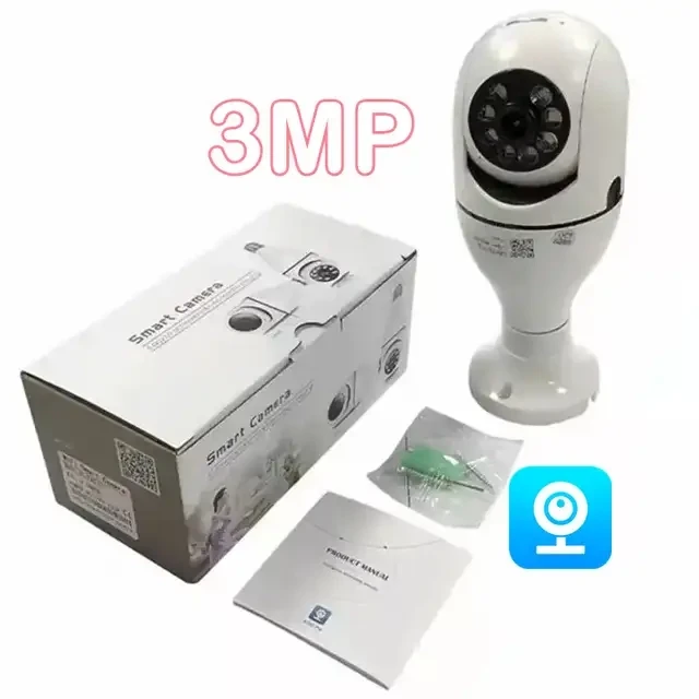 Caméra WiFi Lampe 3MP: Surveillance 24/7, Vision Nocturne 20m