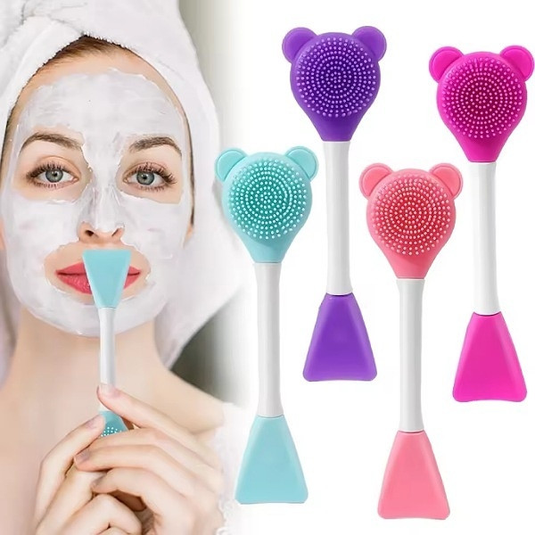 Brosse Double Tête en Silicone pour Masque Facial – Applicateur & Nettoyant Visage 2 en 1