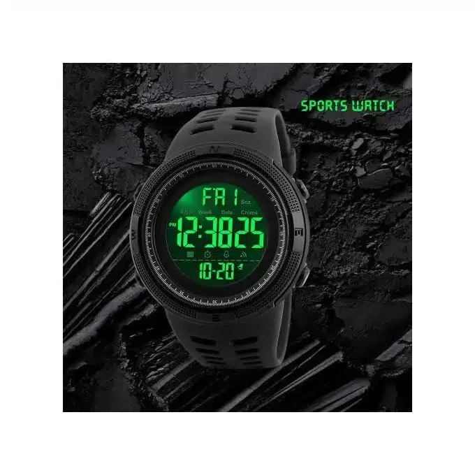 Montre Pour Homme REF 1251 – Sport Numérique – Étanche 5Atm -Multifonction – Noir