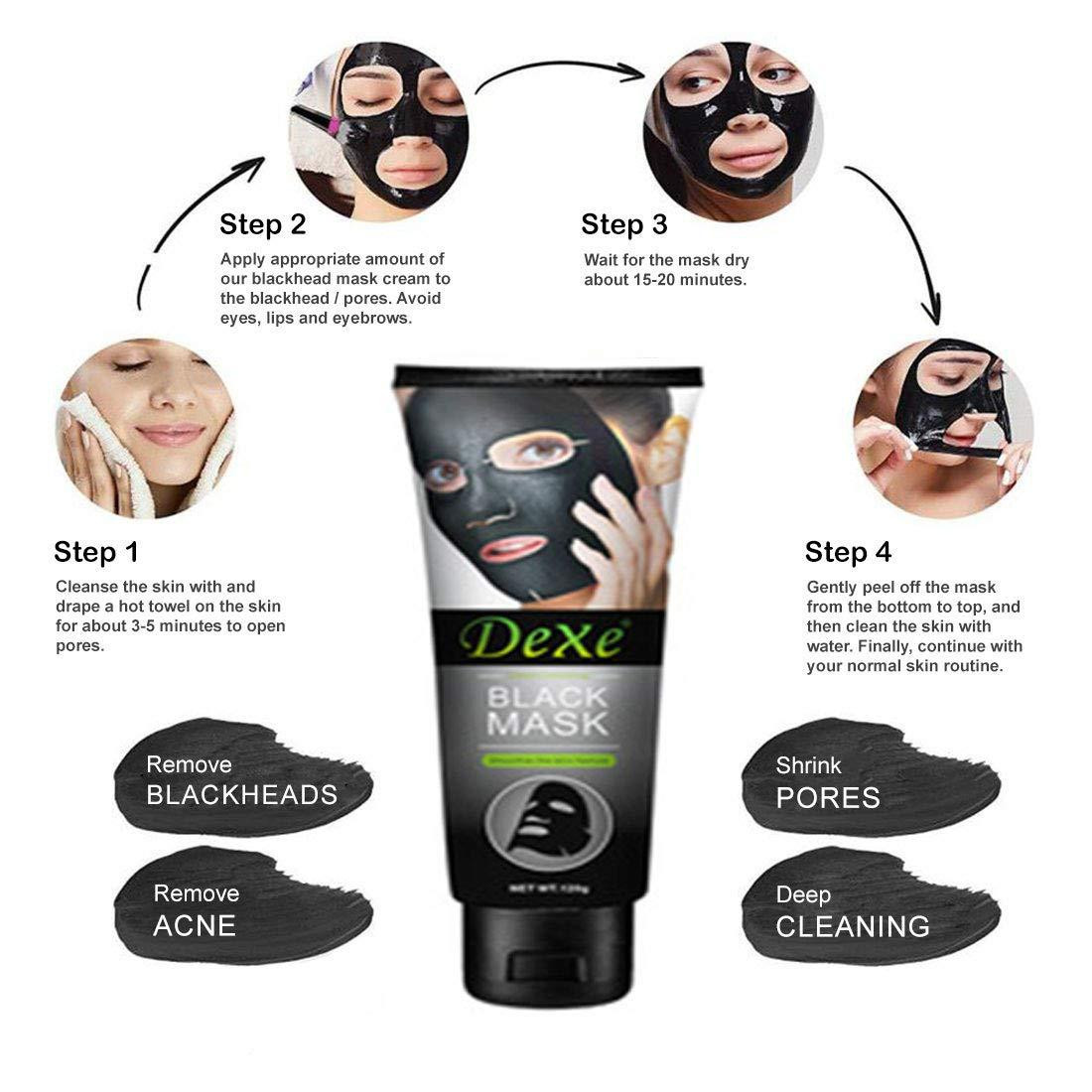 Dexe Tube de masque noir purifiant pour visage – 120g