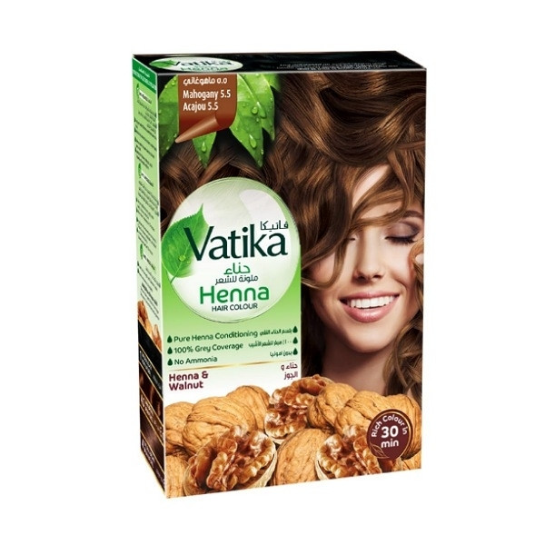 Vatika Henna Coloration Cheveux Acajou 5.5 Pack de 6x10g