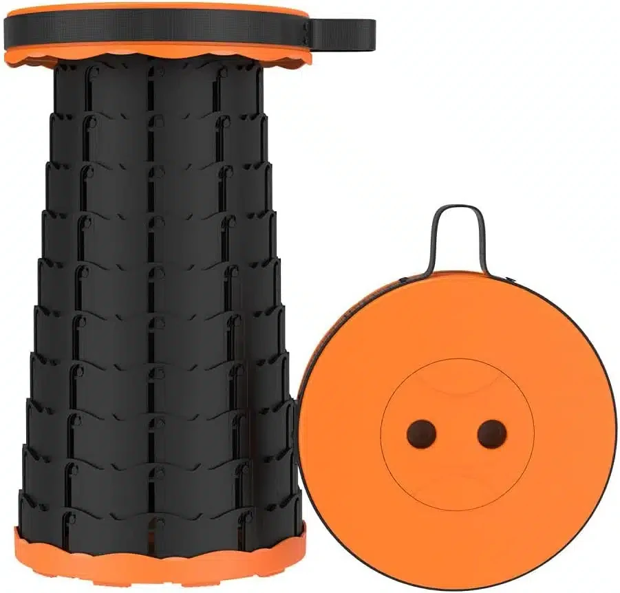 Tabouret télescopique pour Camping, Voyage, pêche, Plage- Orange
