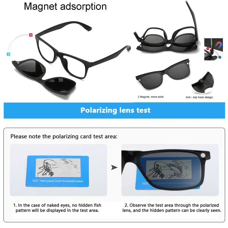 Lunettes 6 En 1 Monture et 5 Appliques Polarisées Réf 2208A