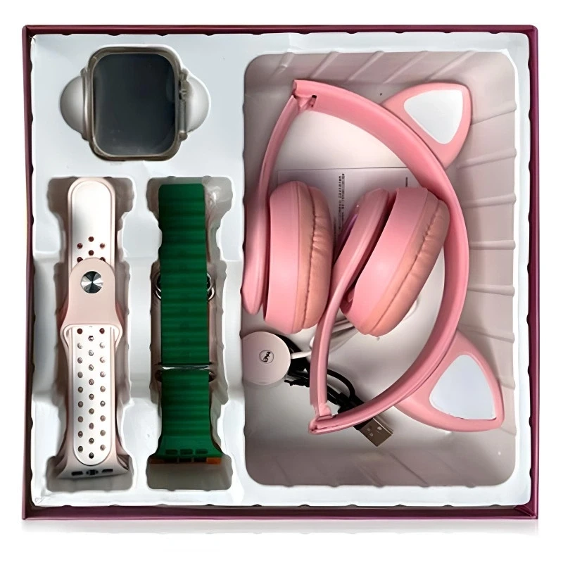 Coffret Montre Connectée TK702 Ultra 2 + Casque rose