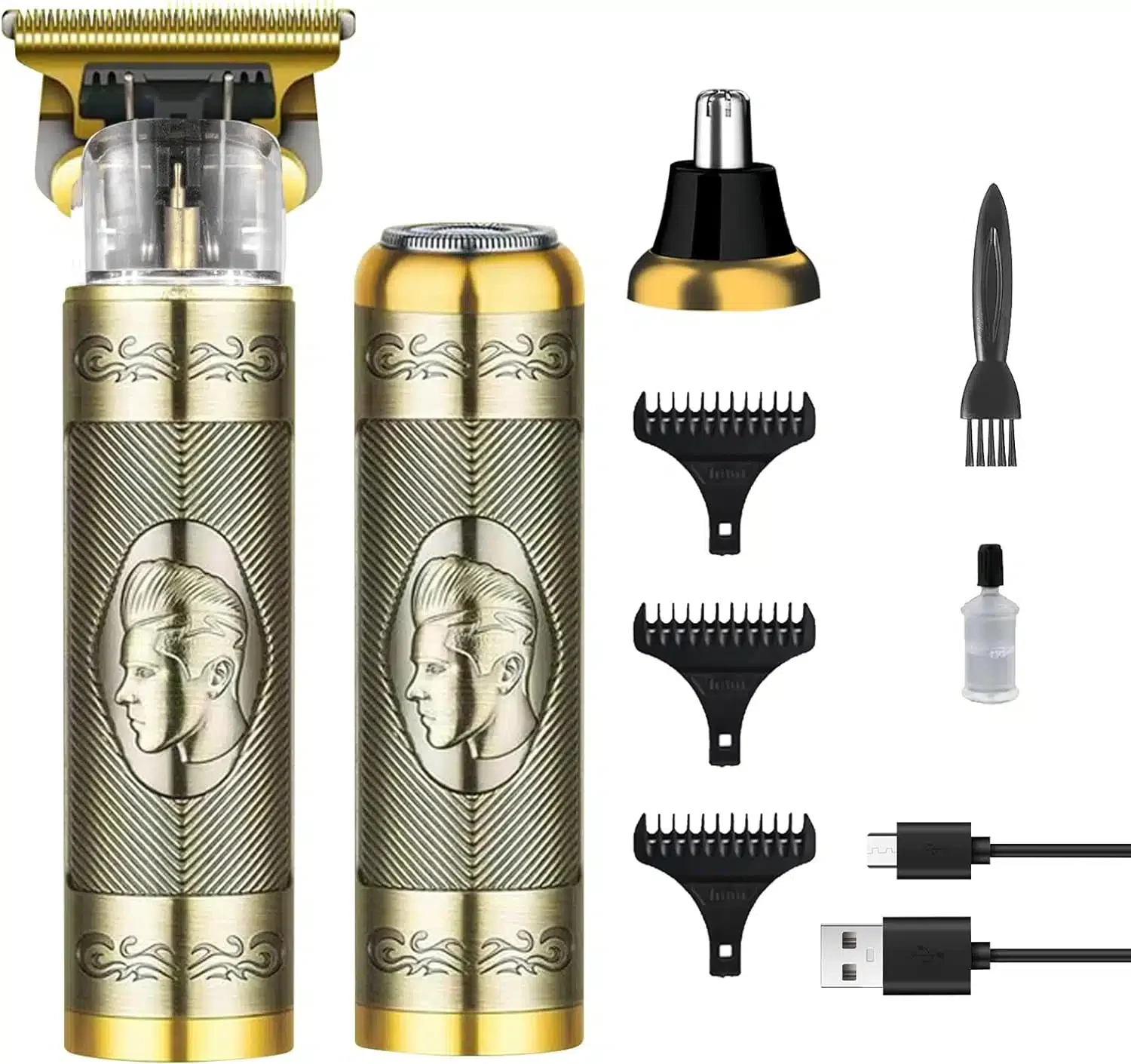Tondeuse & Rasoir PRO 3 en 1 en métal DRAGON – Barbe, Cheveux et Oreilles – Rechargeable