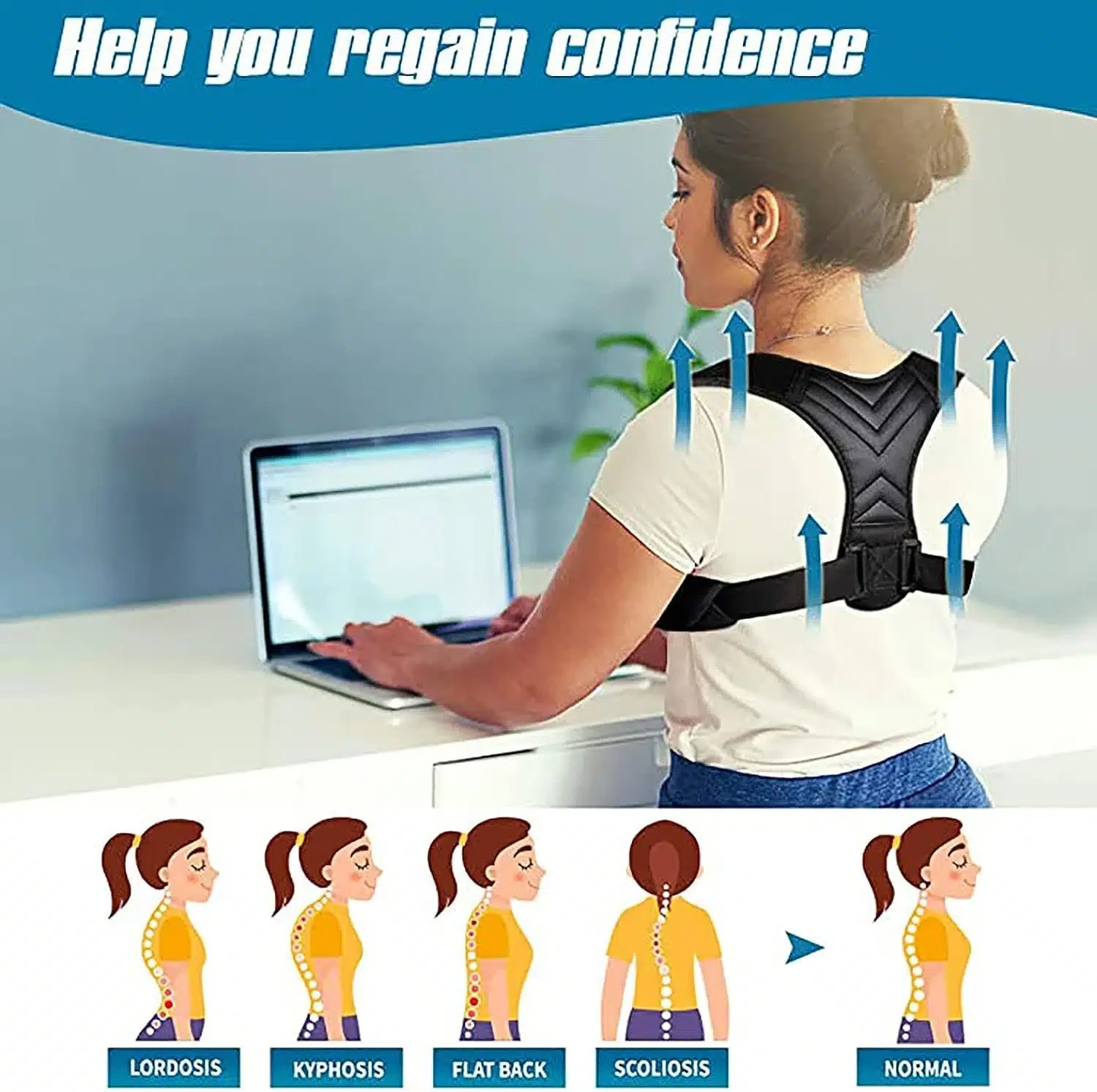 Correcteur de Posture du dos pour enfants et adultes, évite le bossu, attelle réglable